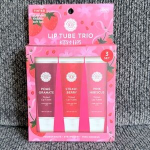 Woolzies lip tube tinted trio - pomegranate, strawberry, pink hibiscus